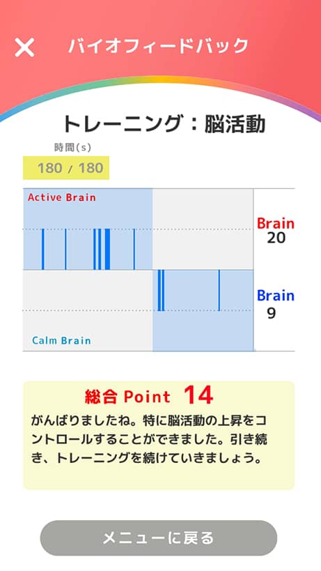 アプリ画面結果表示画面例