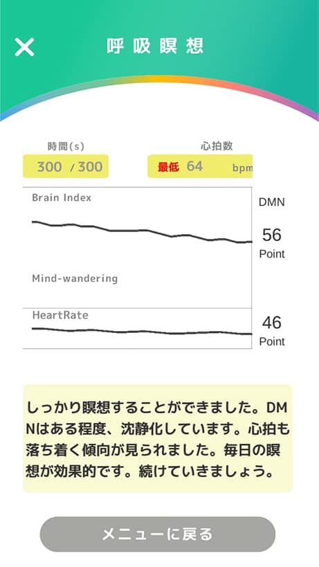 アプリ画面結果表示画面例